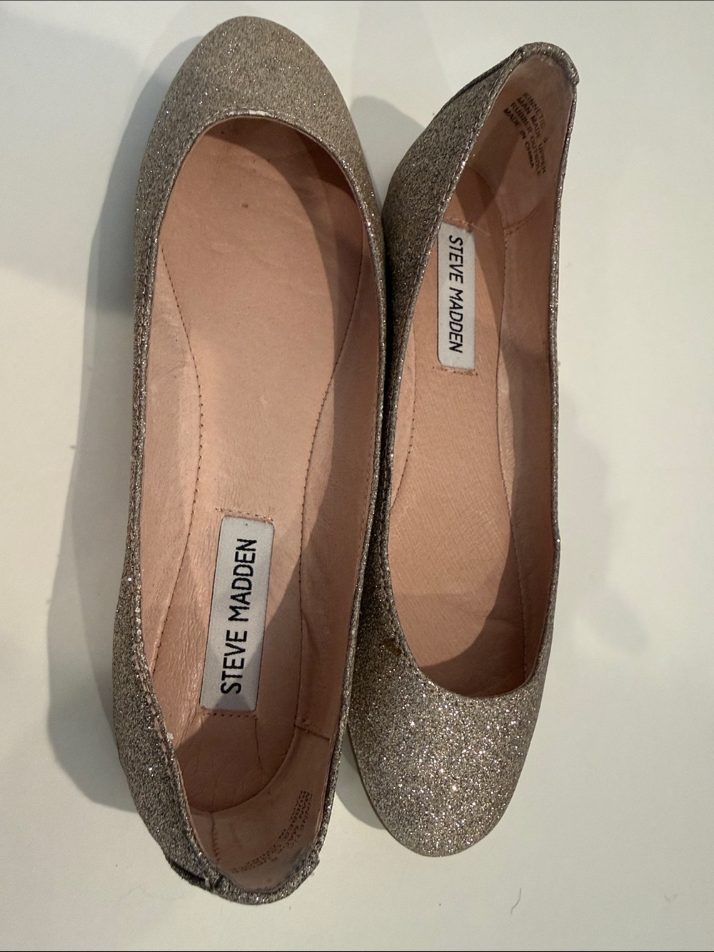 Steve Madden Glitter Ballet Flats in Champagne Gold